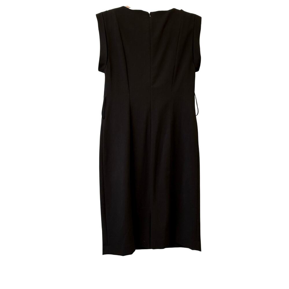 Calvin Klein Solid Black Dress Sleeveless Round Neck Shift Lined Size 2 - Picture 2 of 5